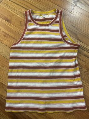 Madewell Woman’s Rust, Yellow & White Striped Tank